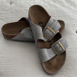 Birkenstock Metallic Silver Sandals 39